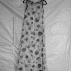 Maurices sheer white dress rose print s/m no tag